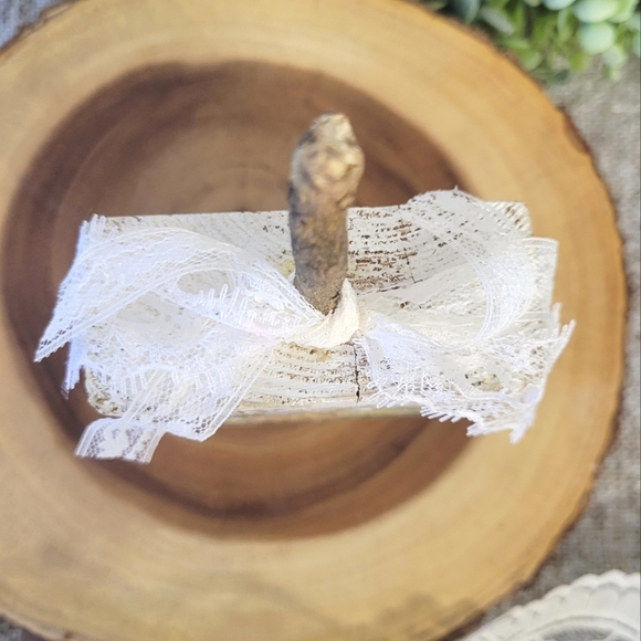 Neutral farmhouse wood block pumpkin * choice to display blank side / image side - Picture 3 of 4